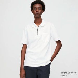 BNWT Uniqlo Dry Pique Pocket Polo with Collar Stripe, White, XS